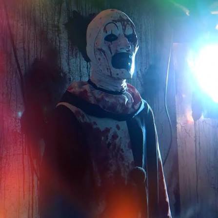 Art the Clown in one of the haunted rooms